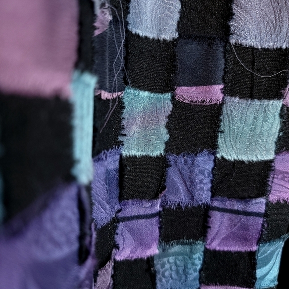 Vintage Salome Silk Checker Print Medium Hand Dyed Retro Artsy Colorful Jacket - Picture 10 of 16